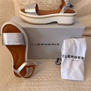 Robert Clergerie Fiona Metallic Silver Platform Sandals